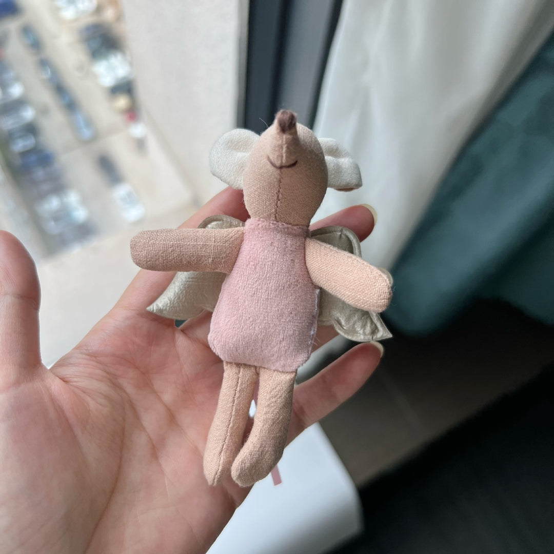 Miniature Linen Mouse Comforter Plush Keyring