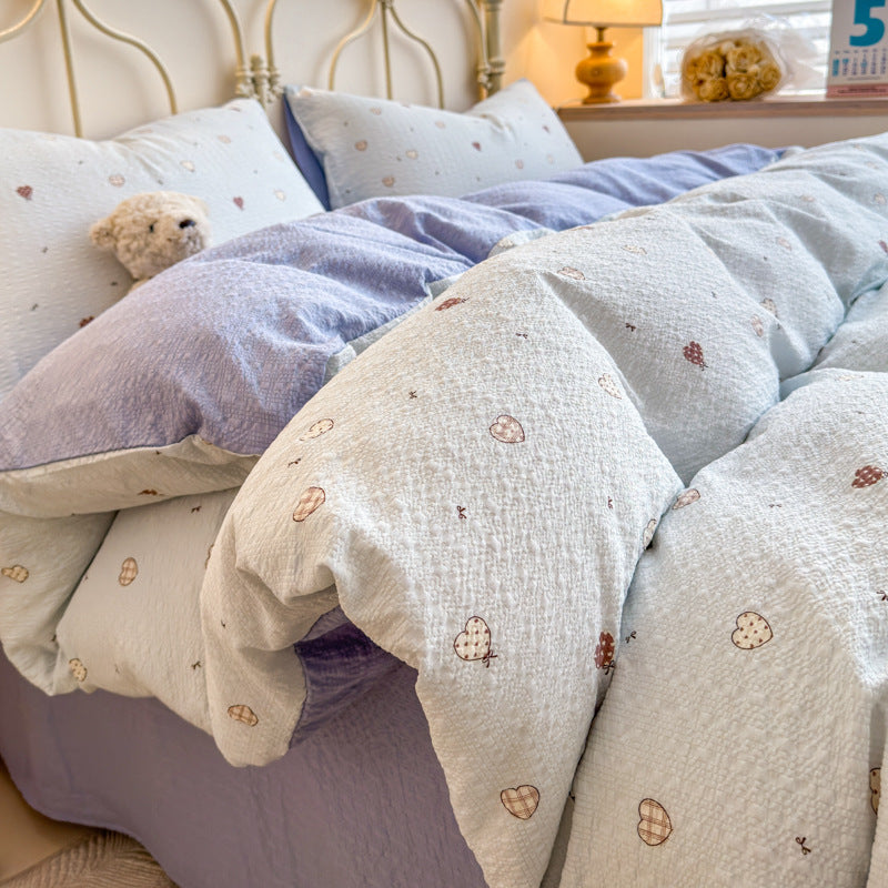 Children's Playful Cartoon Animal Print Bedding Set