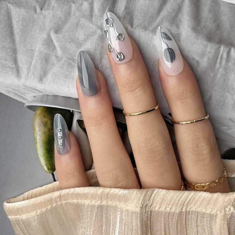 Artistic Stiletto Press-On Nail Design with Contemporary Accents Stornfield