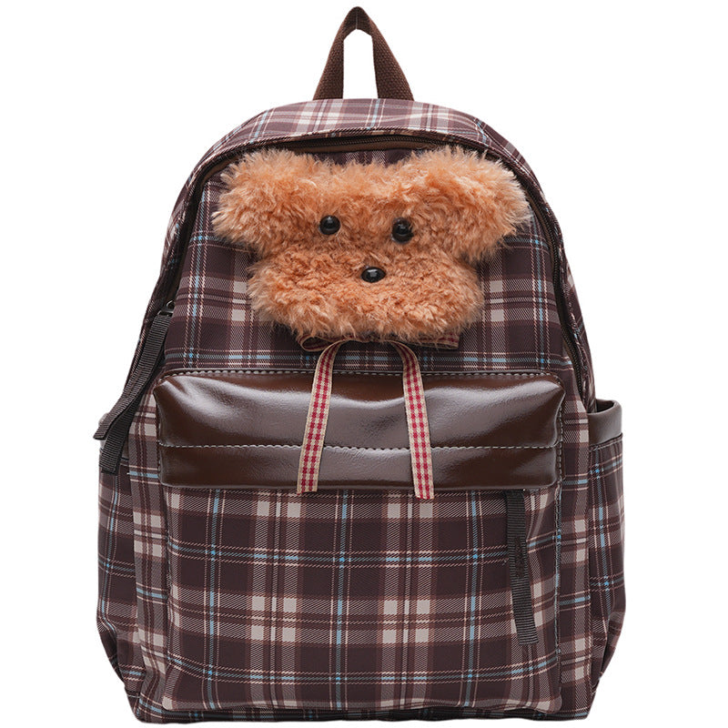 Plush backpack with unique checkered pattern and casual animal motif Stornfield