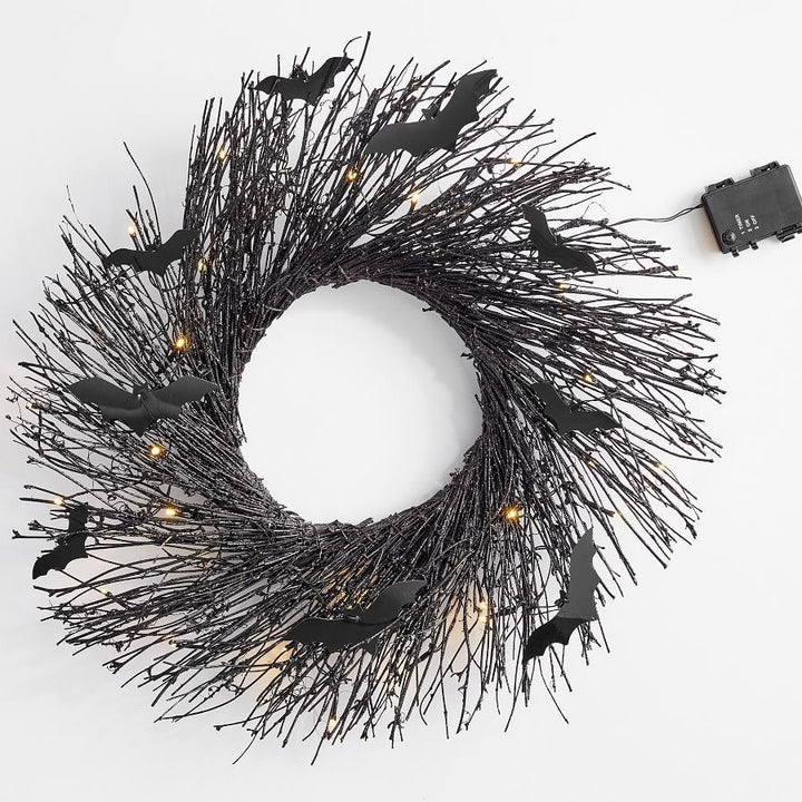 Halloween-Themed Decorative Bat Wreath