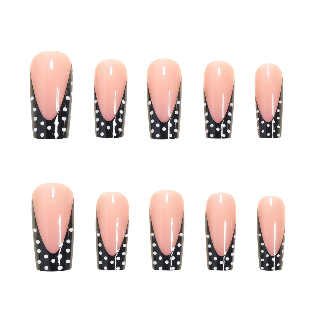 Elegant Polka Dot French Tip Press-On Nails Stornfield