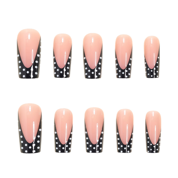 Elegant Polka Dot French Tip Press-On Nails Stornfield