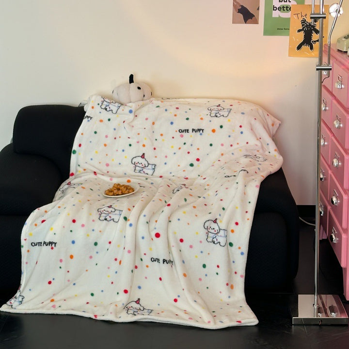 Cozy Plush Cartoon Dog-Themed Throw Blanket