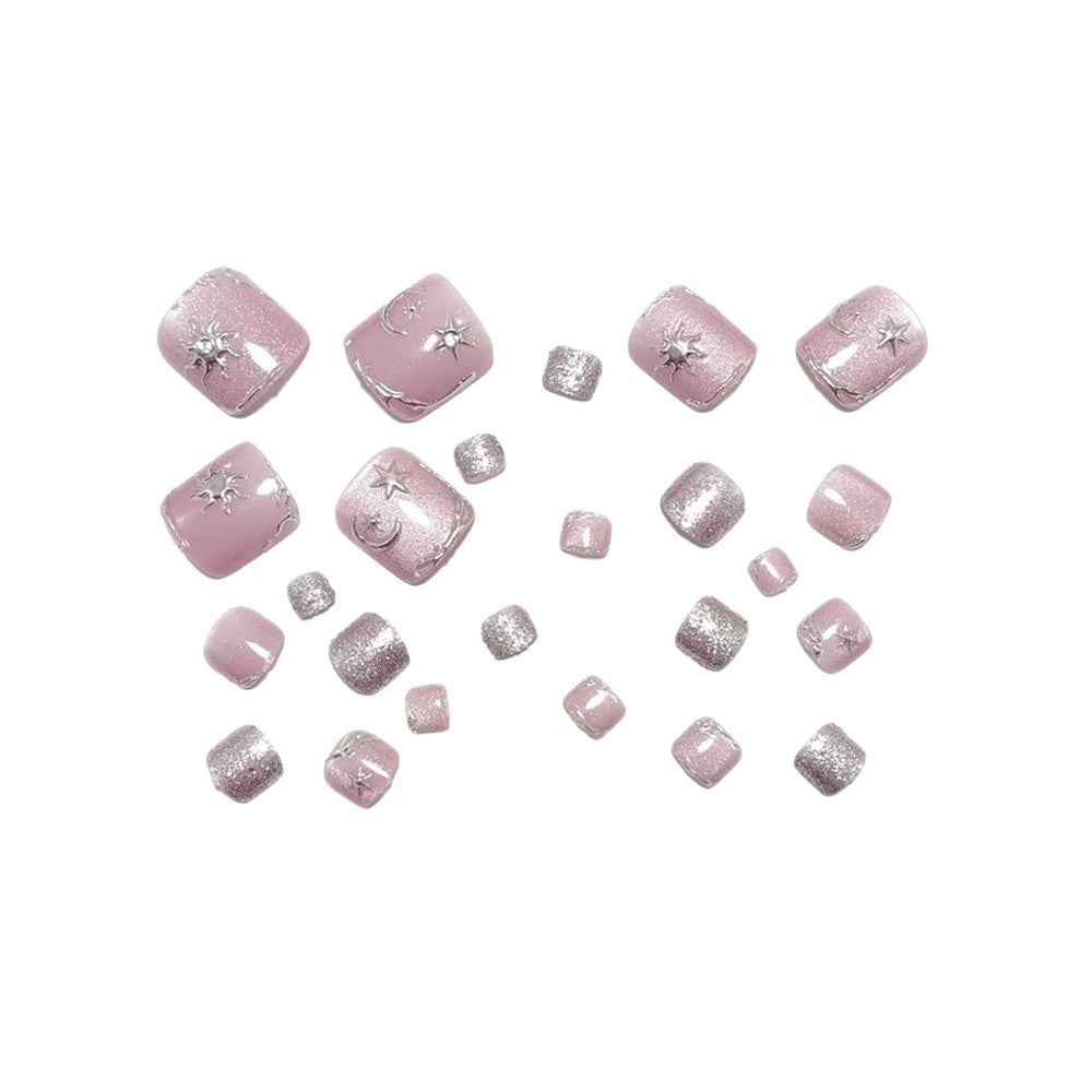 Nail art set with silver star and glitter accents Stornfield