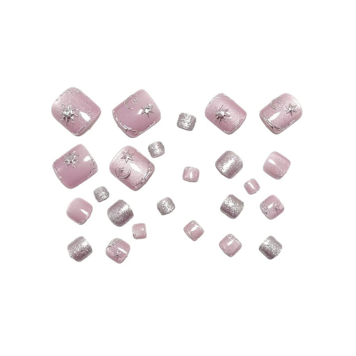 Nail art set with silver star and glitter accents Stornfield