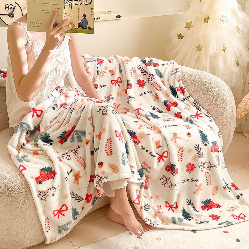 Cozy Holiday-Themed Fleece Throw Blanket