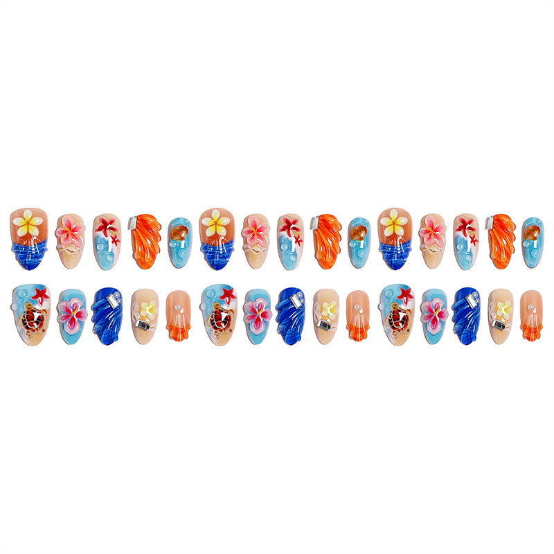 Artificial nails in maritime design with 3D embellishments Stornfield
