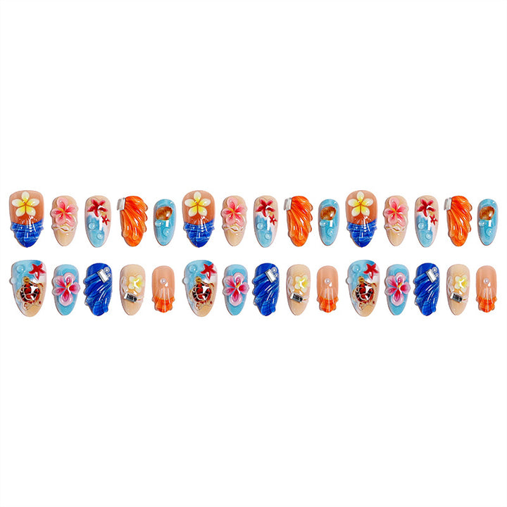 Artificial nails in maritime design with 3D embellishments Stornfield