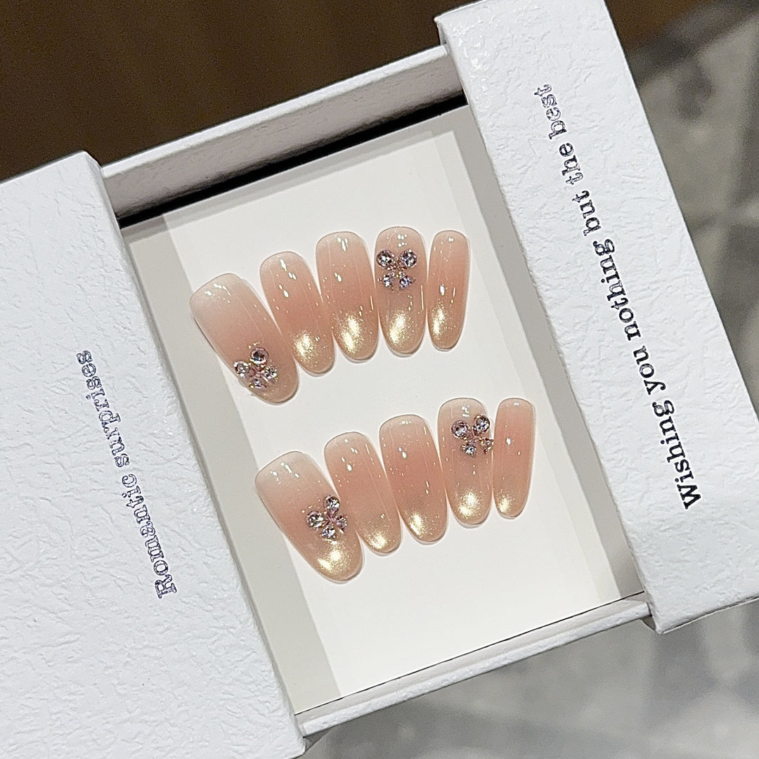Elegant artificial nails with glitter and floral design Stornfield