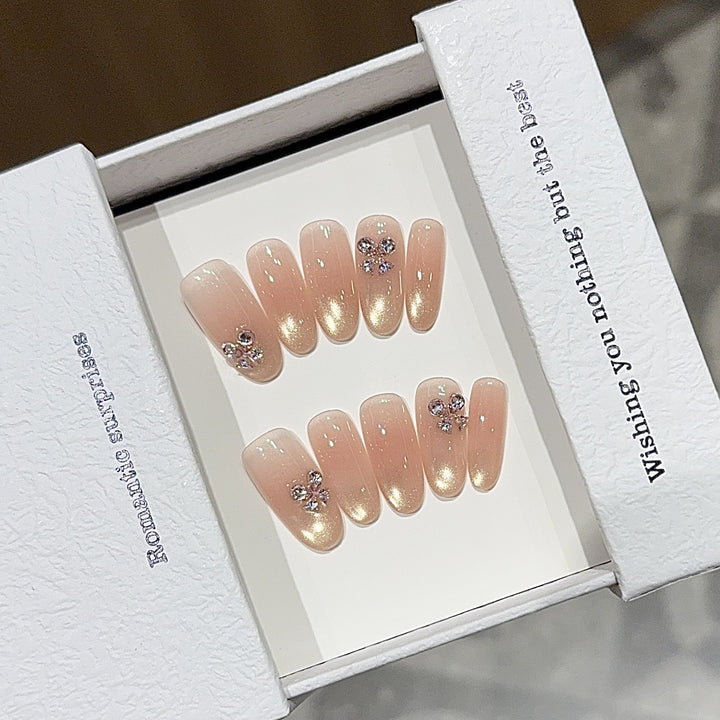 Elegant artificial nails with glitter and floral design Stornfield