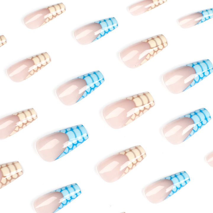 Artificial nail extensions with modern designs and creative color accents Stornfield