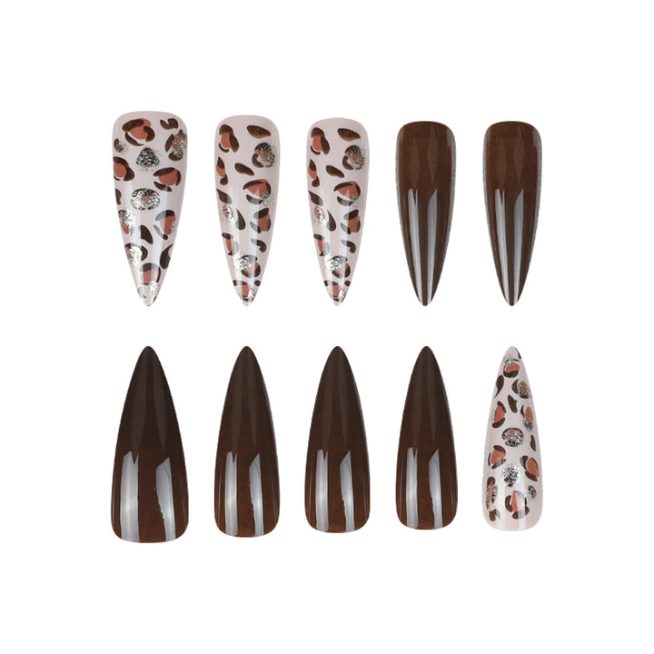 Stiletto Press-On Nail Set with Leopard Accent Design Stornfield