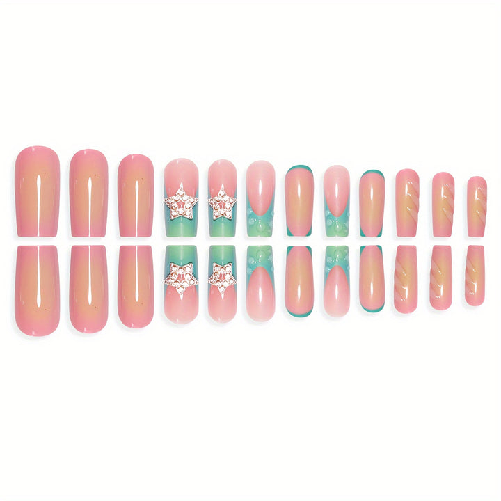 Artistic Ombre Press-On Nails with Gemstone Accents Stornfield