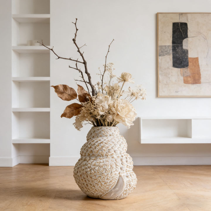 Handmade Layered Ceramic Shell Vase & Mini Planter