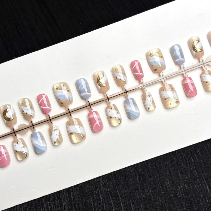 Artistic Celestial-Inspired Press-On Nail Set