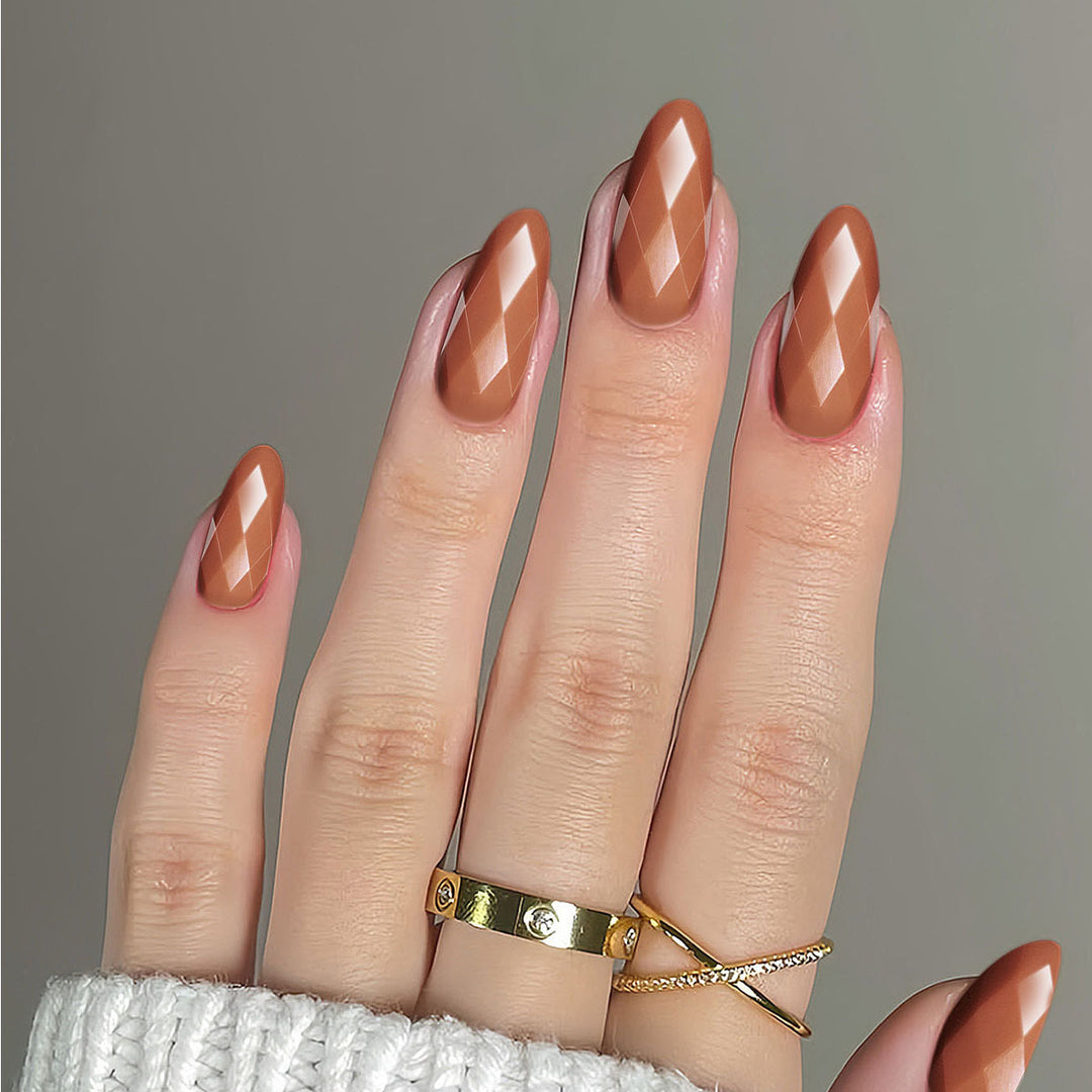 Premium Glossy Diamond-Shaped Press-On Nails Stornfield