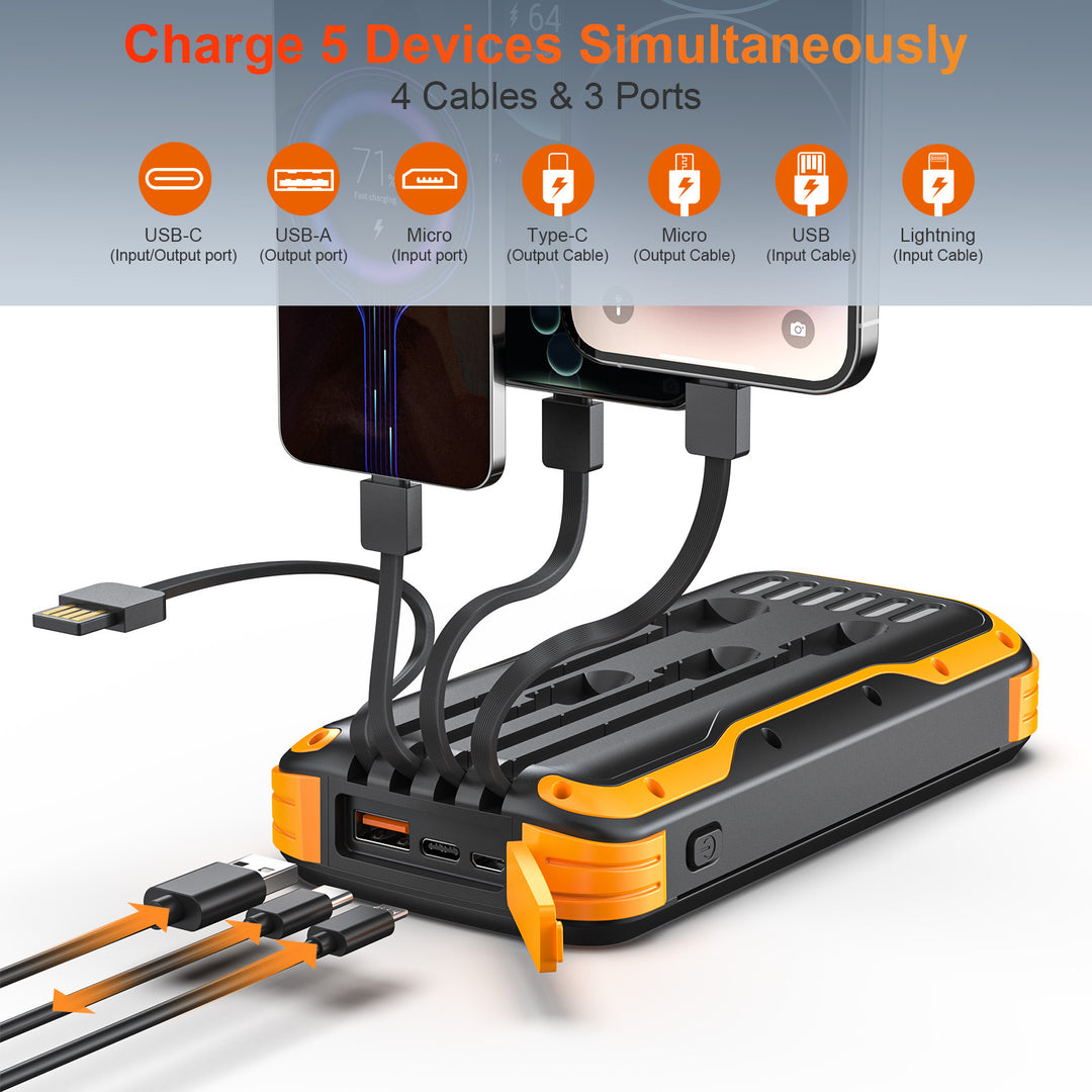 Robust Solar Powerbank with Integrated Flashlight and Multifunctional Charging Connection Stornfield