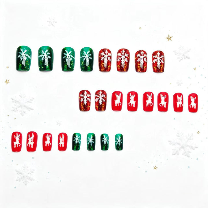 Artificial nails in festive reindeer and snowflake design Stornfield
