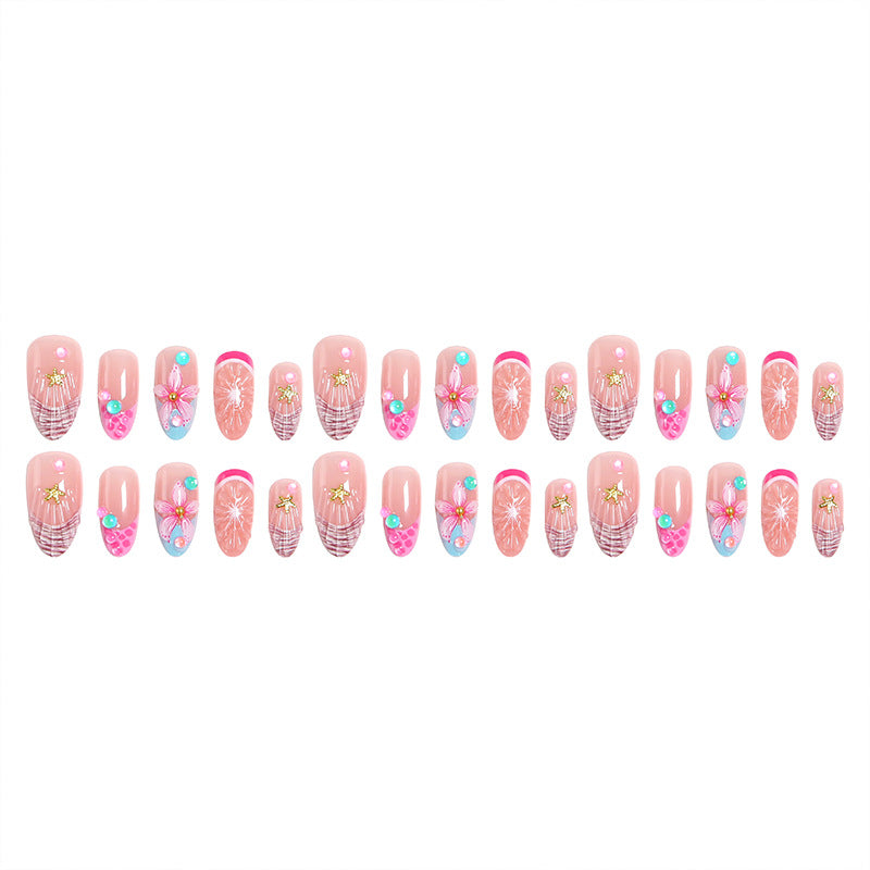 Art nail set with colorful blooming 3D applications Stornfield
