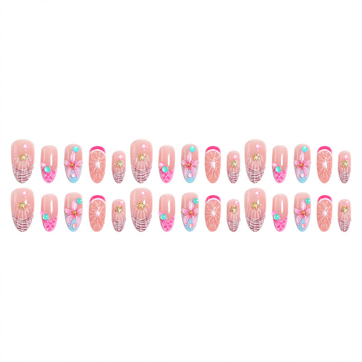 Art nail set with colorful blooming 3D applications Stornfield