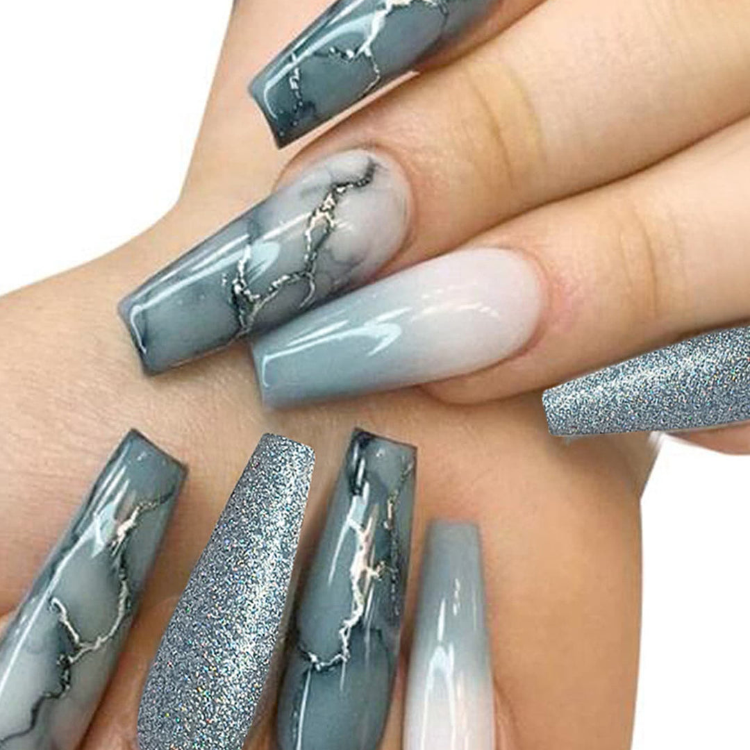 Artistic Marble Effect Press-On Nail Set Stornfield