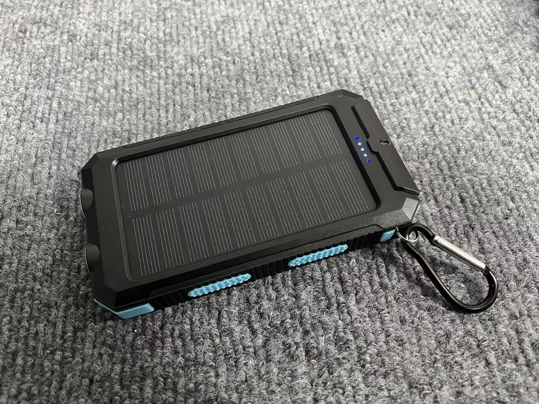 Portable solar power bank with integrated charging plug function Stornfield