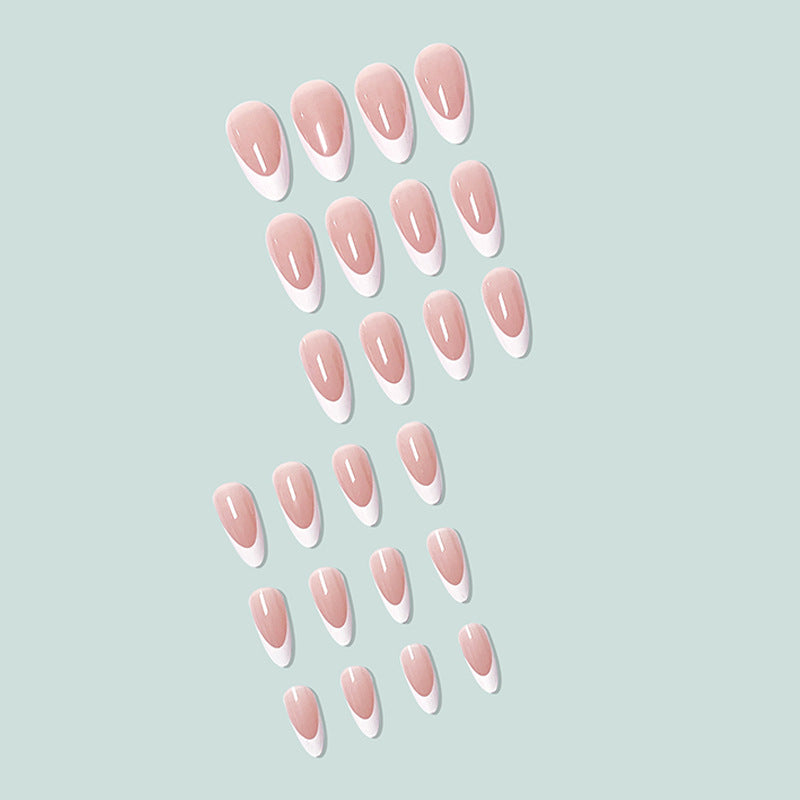 Stiletto artificial nails with elegant French design Stornfield
