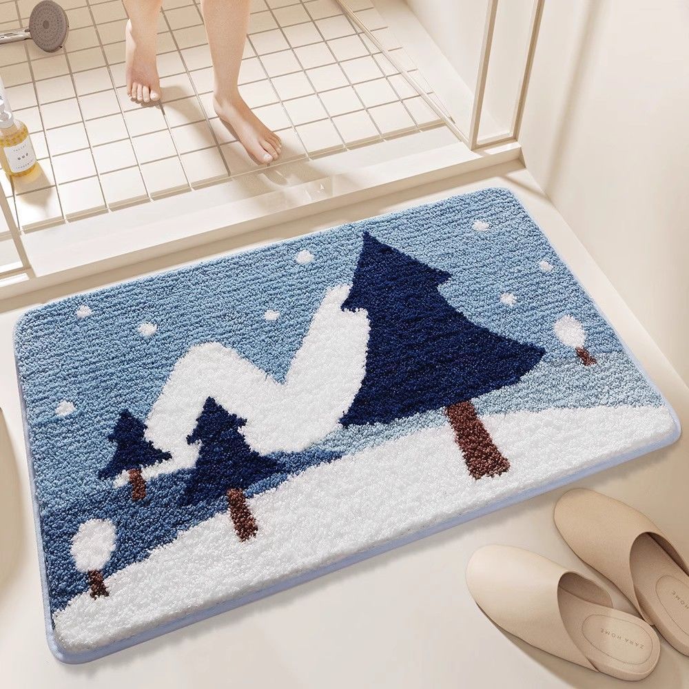 Autumn Leaf-Themed Plush Bath Mat for Bathroom