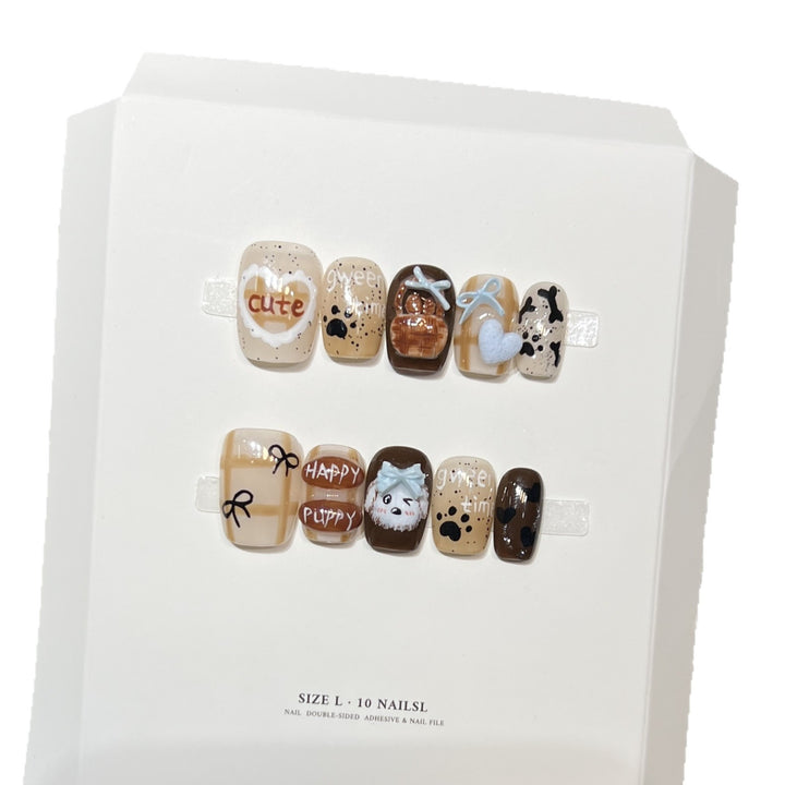 Whimsical Hand-Painted Press-On Nail Set