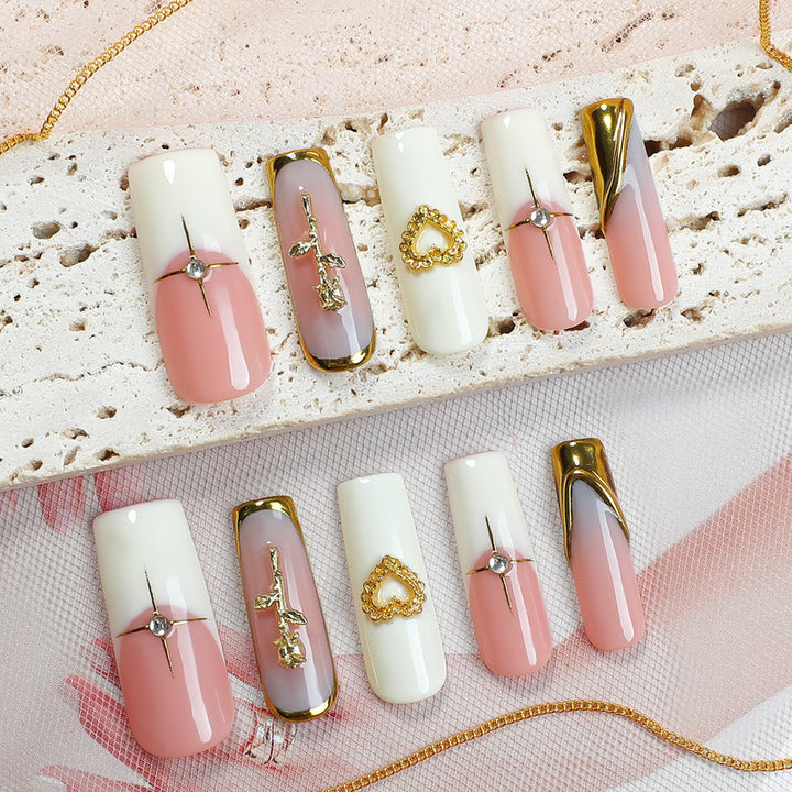 Acrylic nail set with glamorous decorations Stornfield