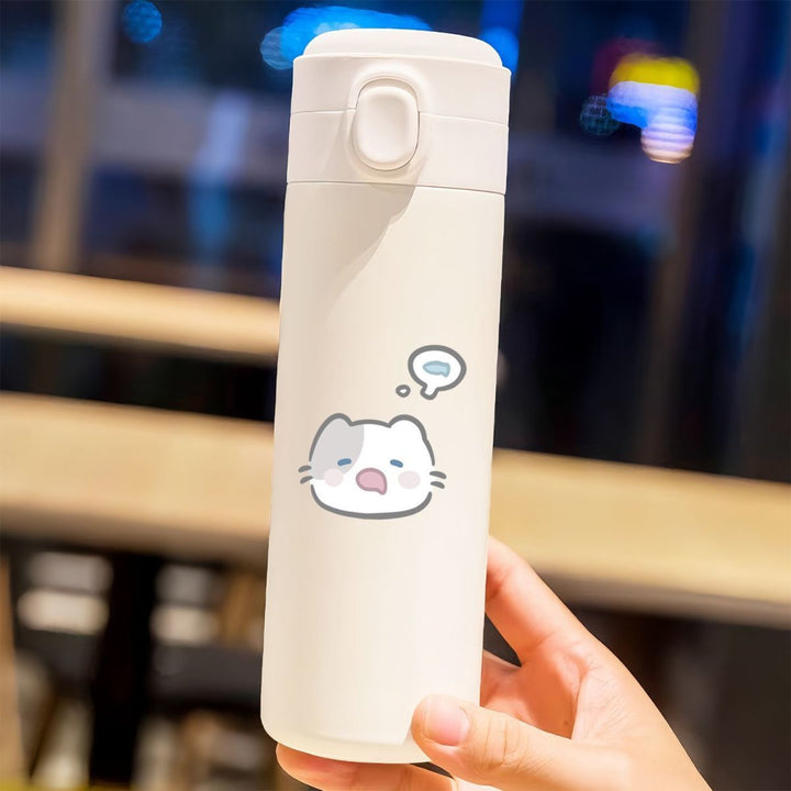Women's insulated drinking bottle with secure flip-top lid and cute cat design Stornfield