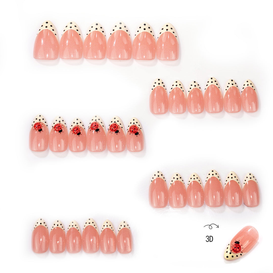 Artistic Ladybug and Polka Dot Press-On Nail Set