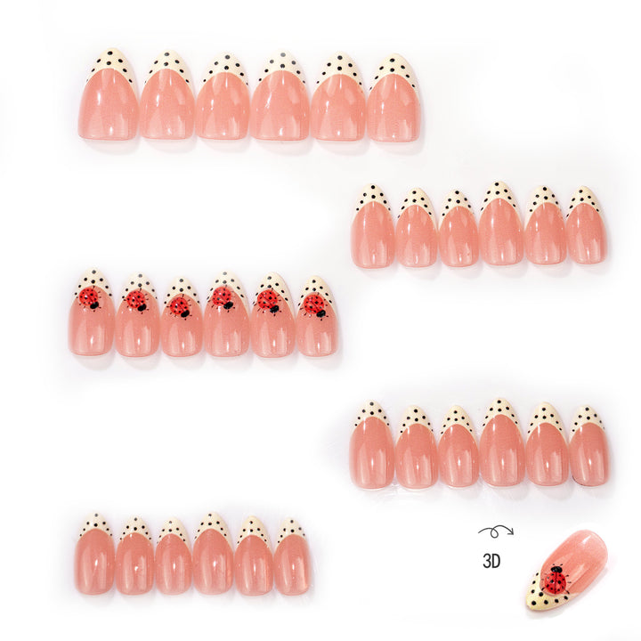 Artistic Ladybug and Polka Dot Press-On Nail Set