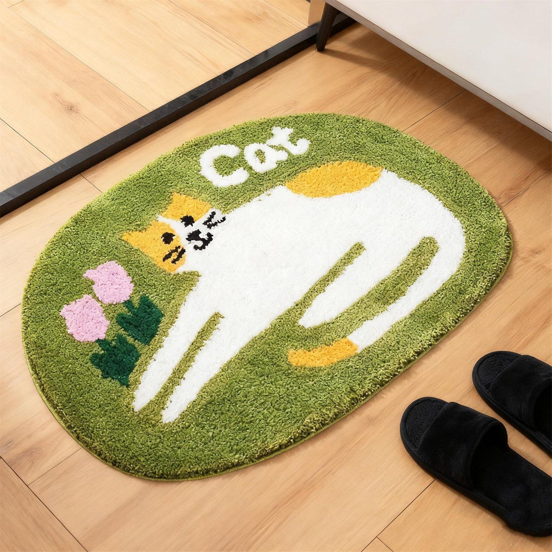 Floral-Themed Plush Bath Mat