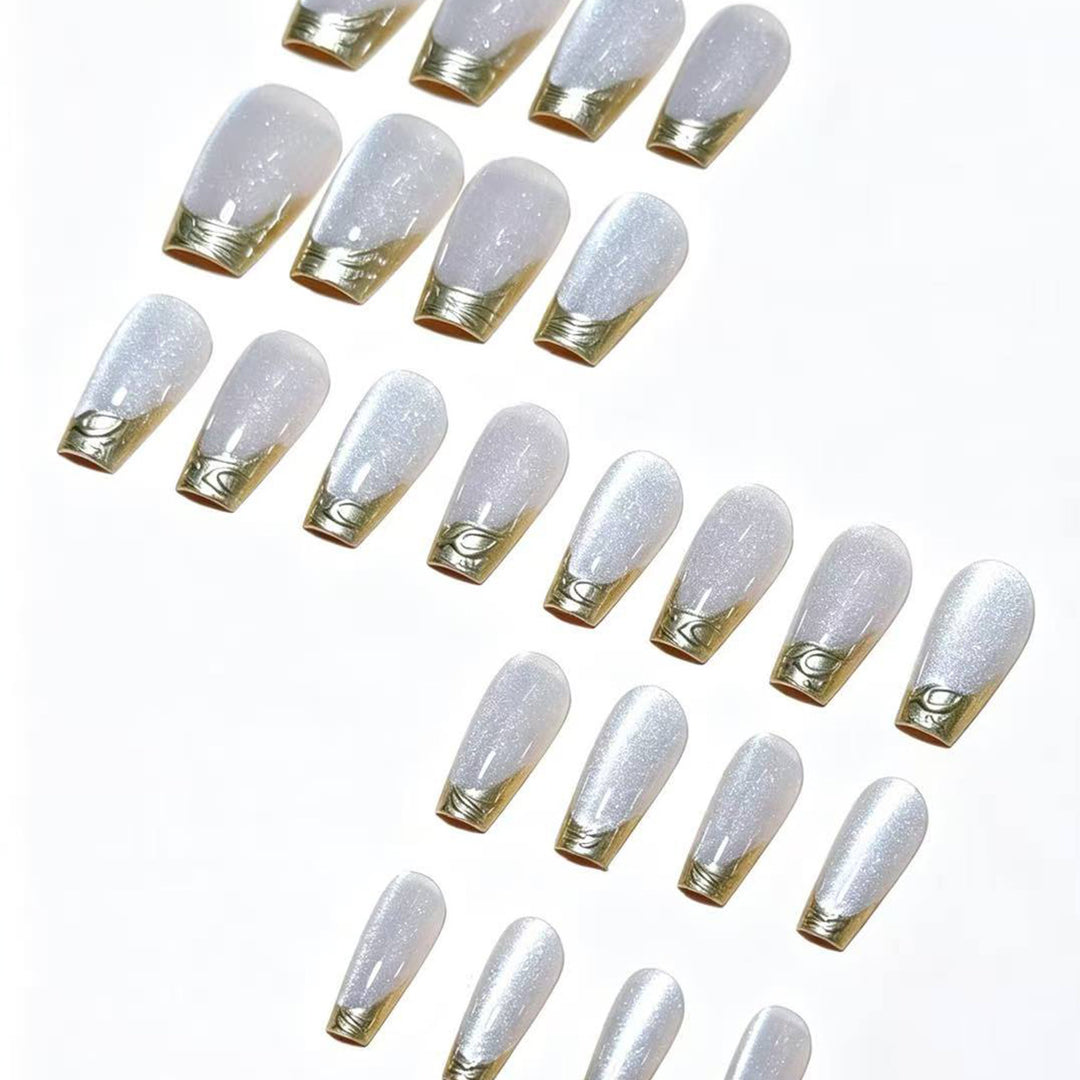 Elegant French Tip Press-On Nail Set Stornfield 1787380647