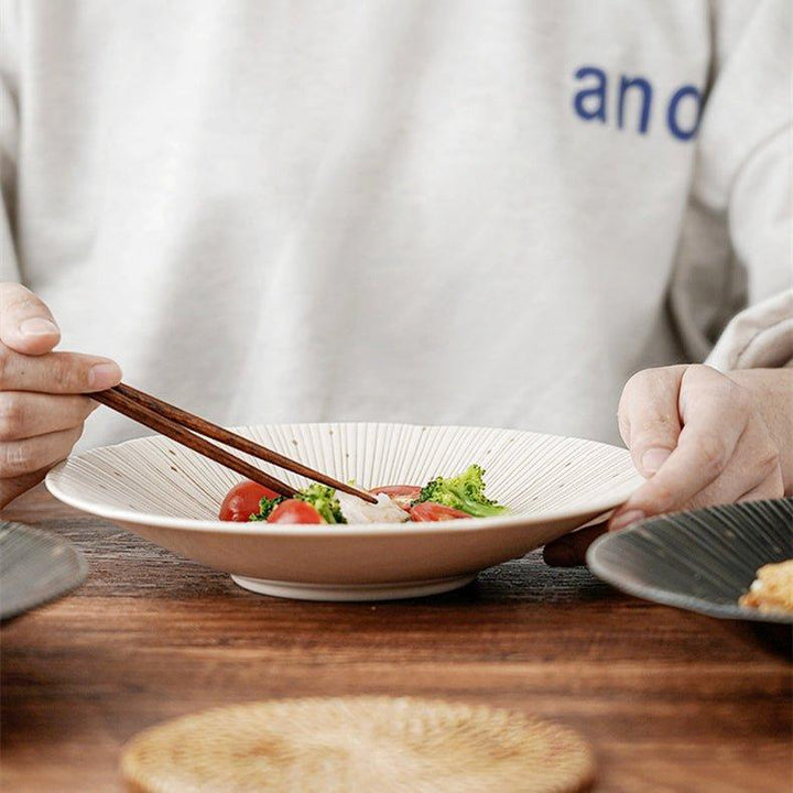 Handcrafted Japanese Mino Ware Ceramic Wrinkled Plates | Stornfield