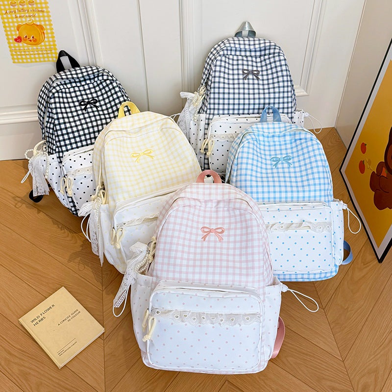 Playful Gingham and Polka Dot Backpack Stornfield