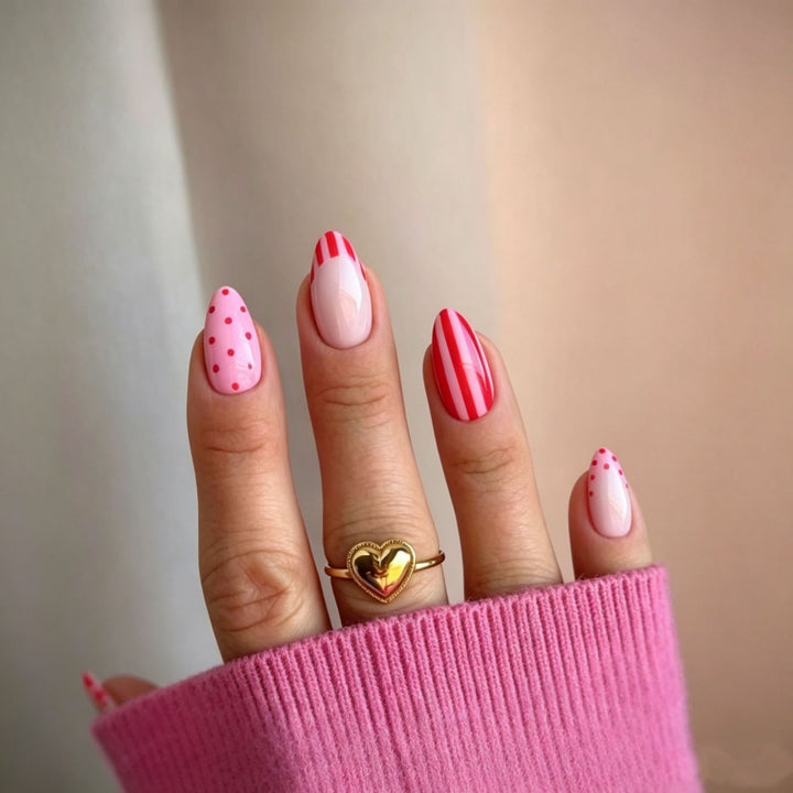 Artistic Nail Design with Heart and Stripes Stornfield