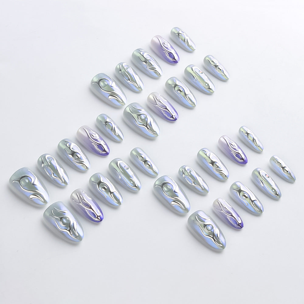 Artistic Press-On Nails with 3D Design Stornfield