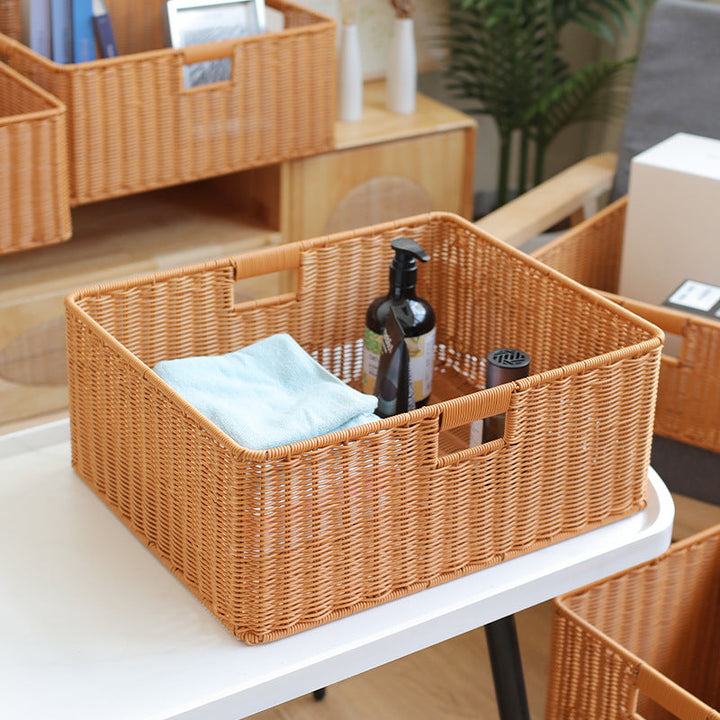 Handwoven Storage Basket with Cutout Handles Stornfield