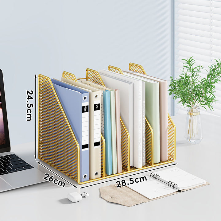 Mesh Desktop Vertical File and Folder Organizer Rack with Wide Slots and Non-Slip Base