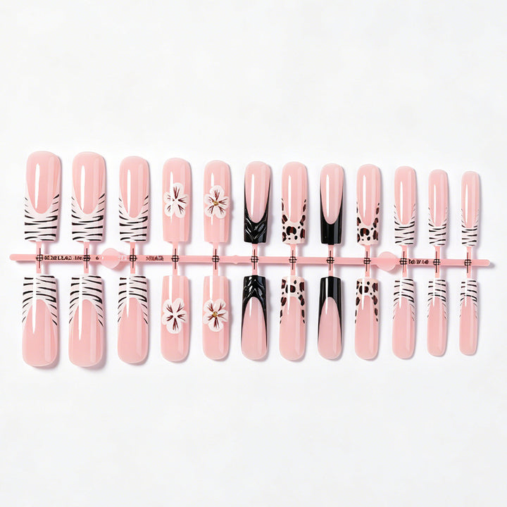 Artistic Nail Art Press-On Set with Floral and Animal Patterns Stornfield