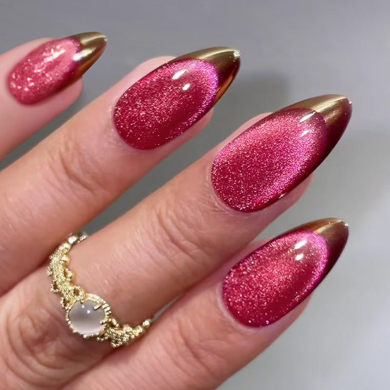 Acrylic nail set with elegant gold tips Stornfield