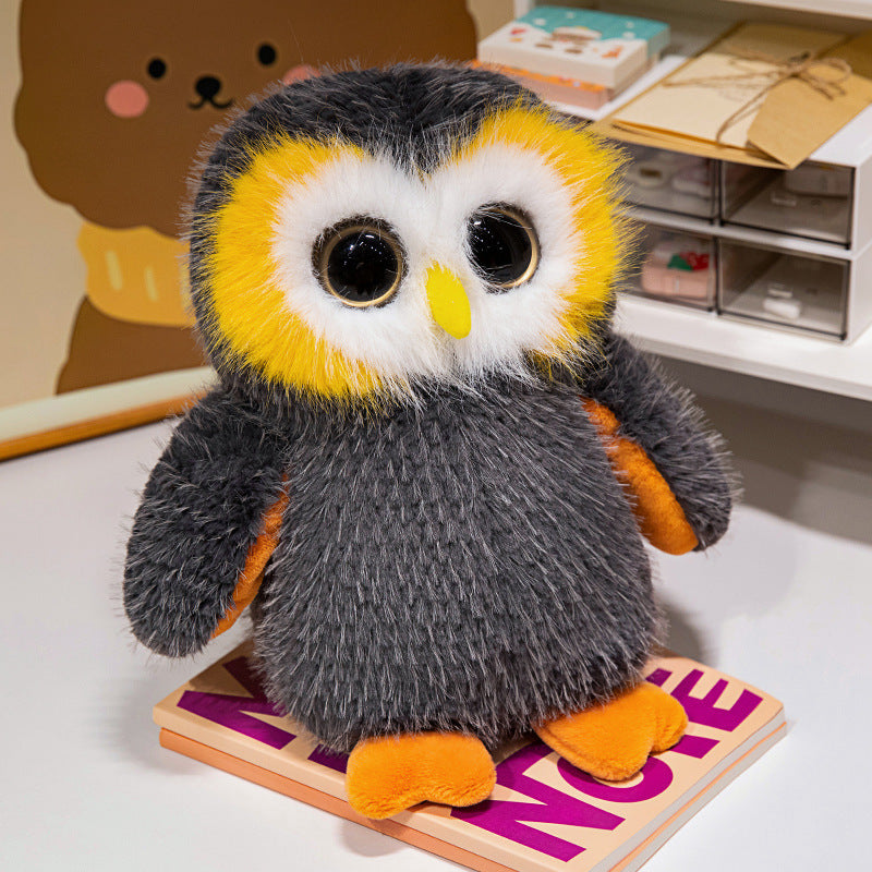 Plush Round Owl Collectible with Ultra-Soft Faux Fur & Large Glassy Eyes Stornfield