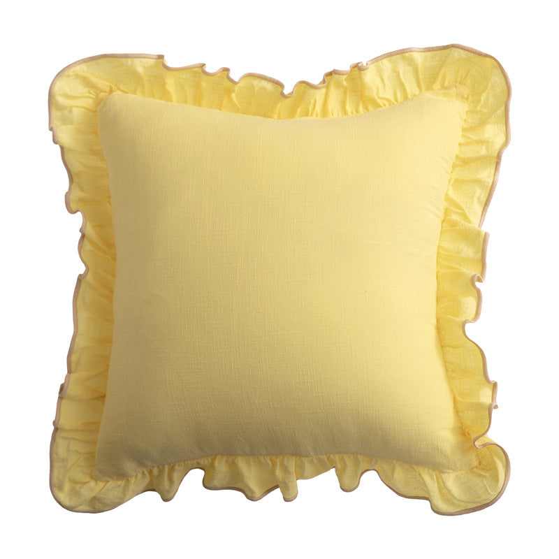 Decorative cushion with frill ruffle and linen texture Stornfield