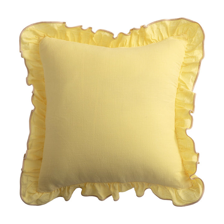 Decorative cushion with frill ruffle and linen texture Stornfield