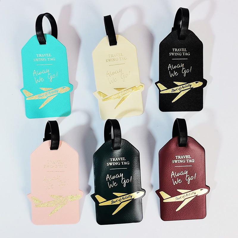 premium travel luggage tag with embossed airplane motif Stornfield