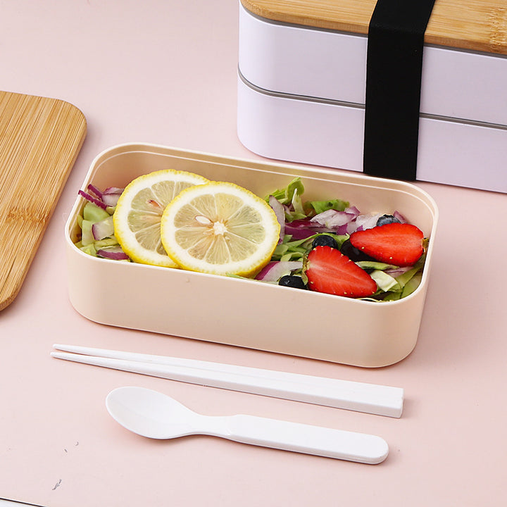 Dual-Tiered Bamboo Top Lunch Box