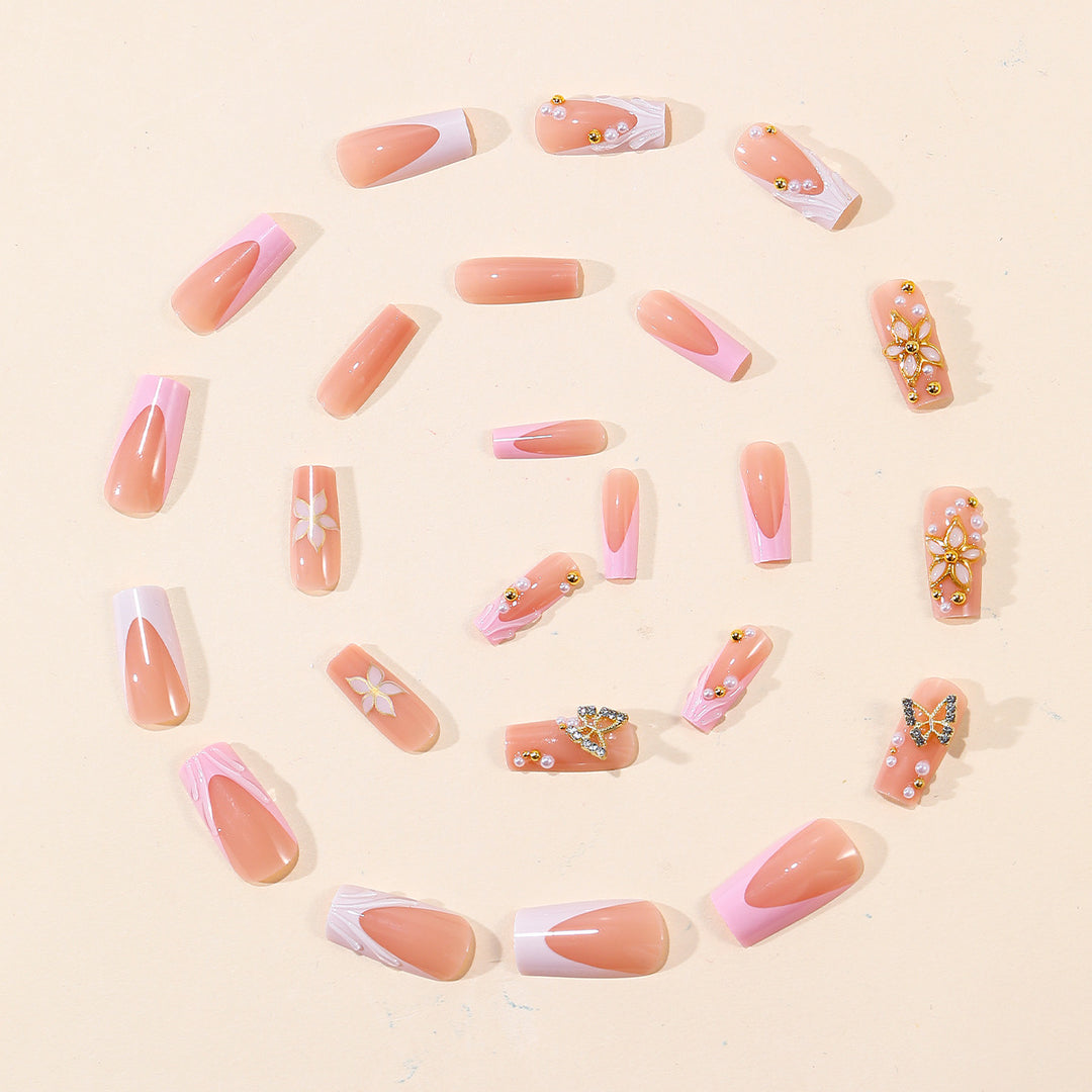 Floral Ornamented Acrylic Nail Art Extensions Stornfield